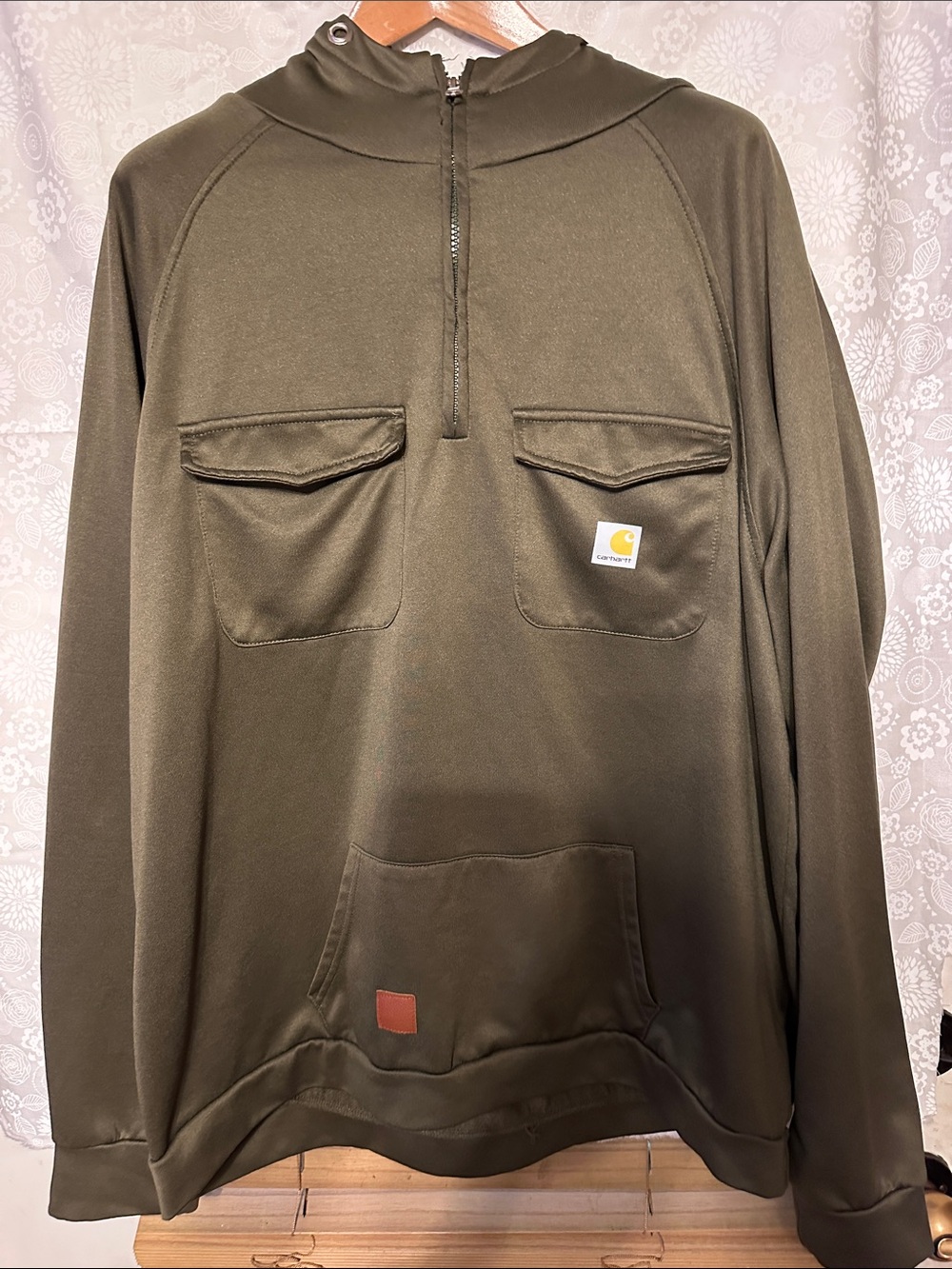 Carhartt Olive Brown Men's Zip Hooded Work Pullover